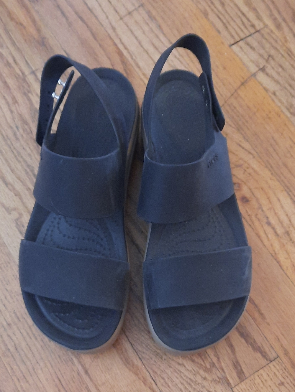 Crocs Black Platform Sandals 8